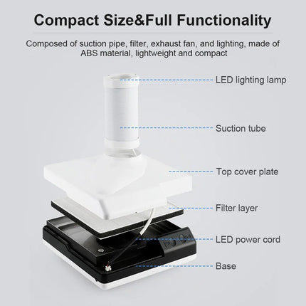 60W Dental lab Vacuum Cleaner Dust Collector Extractor aspirator Retractable LED Suction Machine for Table Polishing Equipment