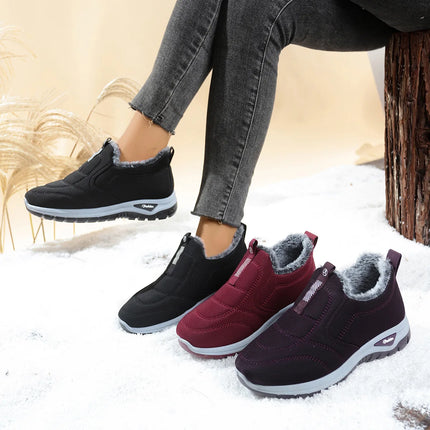 Women's Thickened Fleece Lined Boot Comfortable Warm Cotton Shoes round Toe Flat Heel Casual Style Ideal for Winter Season
