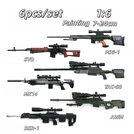 1/6 Assemble Gun Model Machine Gun Submachine Shotgun Sniper Rifle SVD AK47 MP40 MG42 Plastic Assembly Kit 8pcs/set