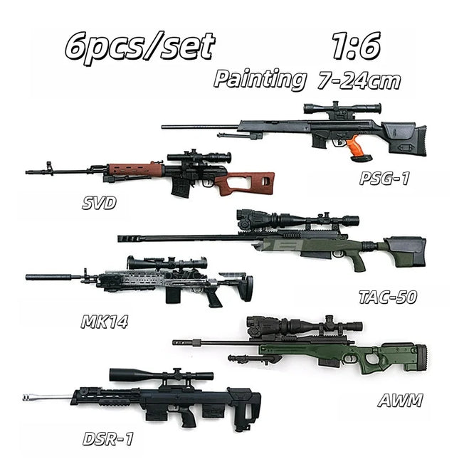 1/6 Assemble Gun Model Machine Gun Submachine Shotgun Sniper Rifle SVD AK47 MP40 MG42 Plastic Assembly Kit 8pcs/set