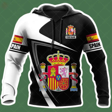 New Spanish Skull Hoodies Men's Hoodie 3D Print Spain Flag Tops Autumn Long Sleeve Streetwear  Hooded Hoodie For Men Clothing