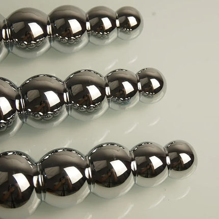 Stainless Steel Prostate Massage Butt Plug Heavy Anus Beads with 5 Balls Sex Toys for Men/ Women/Gay Metal Anal Plugs