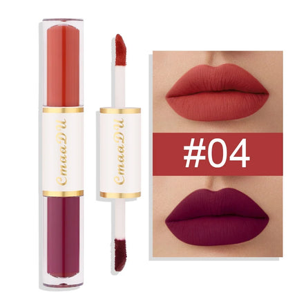 8 Colors Velvet Matte Liquid Lipstick Double-ended Lip Gloss Long-Lasting Waterproof Easy Color Non-stick High Pigment Lipgloss