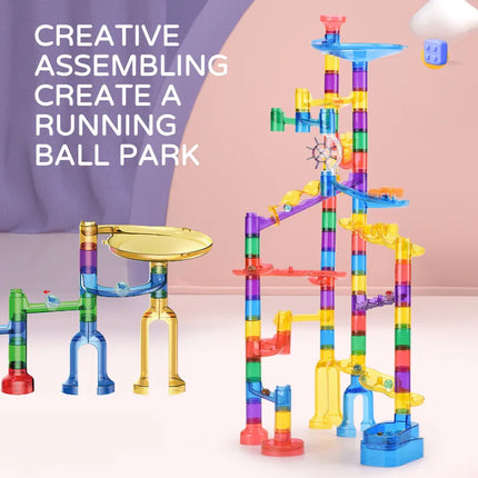 Children's Maze Building Block Set Marble Running Transparent Puzzle Educational Parent-Child Assembly Game Toy