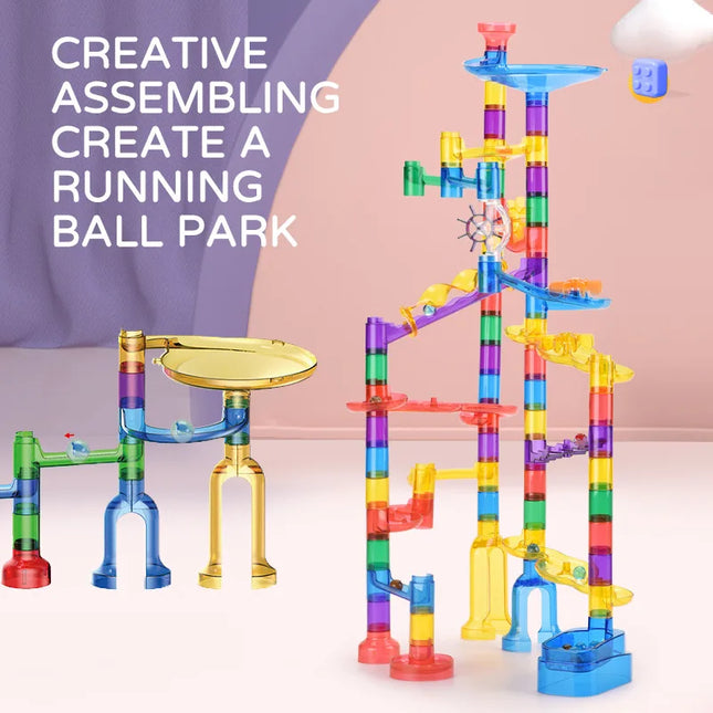 Children's Maze Building Block Set Marble Running Transparent Puzzle Educational Parent-Child Assembly Game Toy