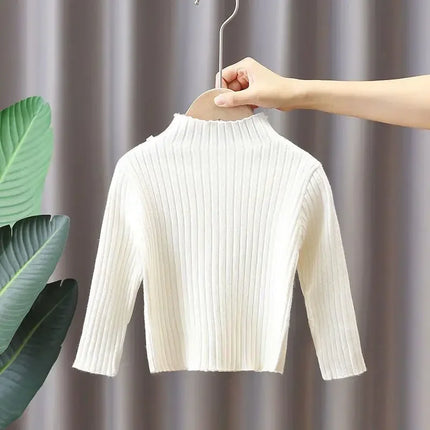 High Neck Baby Sweaters Autumn Winter Kids Boys Girls Long Sleeve Pure Color Knit Sweater Baby Kids Boys Girls Pullover Sweaters