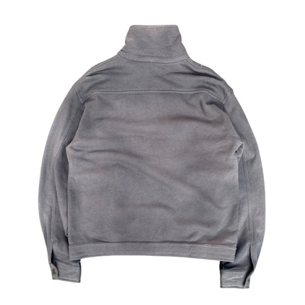 Women's Punk Grunge Jacket Grey Spider Web Embellished Asymmetric Hook Closure High Neck Fitted Cropped Coat 2026