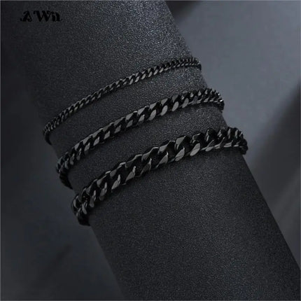 Awit Miniamlist Men Bracelet Gold Jewelry Street Style Stainless Steel 316L 18k Gold Plated Cuban Chain Bracelets For Women