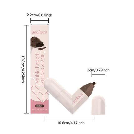Rotating Eyeliner Stamp Pen Waterproof Sweat-Proof Integrated Black Brown Dual-Head Triangular Tip Symmetric Liquid Eyeliner Pen