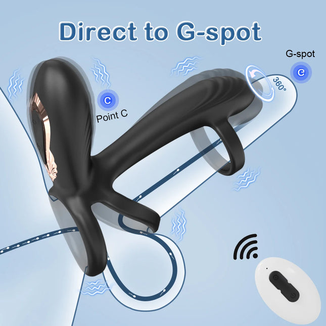 360° Rotating Twisting Vibrating Penis Ring Vibrator Sex Toy for Men Delay Time Prostate Massager Remote Control Cock Rings 18+