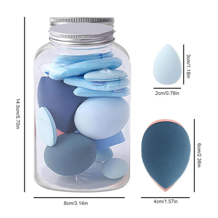 14Pcs Hybrid Makeup Sponge & Powder Puff Set - Hydrophilic Latex-Free Foundation & Loose Powder | Vegan Oil-Free Beauty Tools