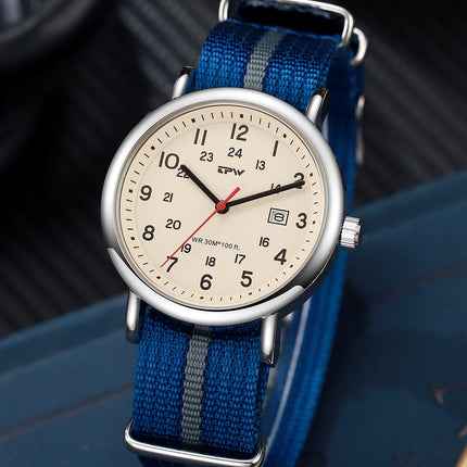 2026 TPW Field Watch Easy Reading Fabric Strap 24 Hours Display Quartz Movement Day function