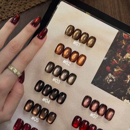 MIANEL 10ML Fiery Sunset Glass Beads Cat Eye Gel Nail Polish Winter Hot style Cat Magnetic Gel Nail Salon Black Nails 1-10pcs