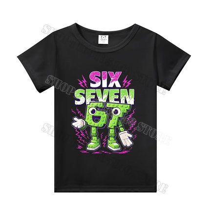 Steal A Brainrot Short Sleeve Children T-shirt 67 Six Seven Cotton Tops Tshirt Boys Girls Clothing Fashion Funny Meme T-shirts