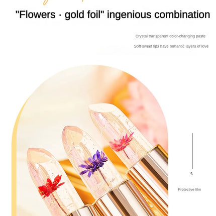 Crystal Petals Color-changing Lipstick Flower Gold Foil Desalination Color Lipstick Soft Delicate Lasting Waterproof Makeup