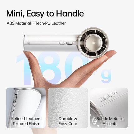 JISULIFE Portable Handheld Fan Pro1 Mini Refined Utility,Elite PU Leather, 30 Hour Cooling Power, Aroma Pod, 100-Speed Precision