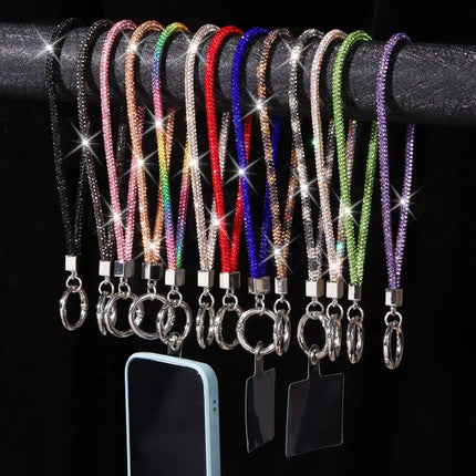 Glitter Bling Bling Keychain Bright Rhinestone Phone Lanyard Diamond Wrist Straps Hanging Cord Diamond Crystal Anti-lost Rope