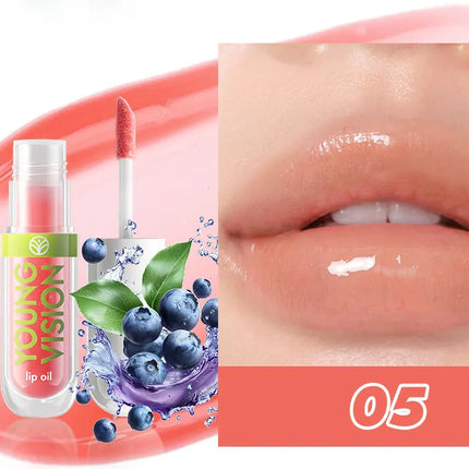 YOUNG VISION 6-Color Refreshing Fruit Flavored Moisturizing Lip Oil Set Colorful, Hydrating, and Moisturizing Lip Gloss
