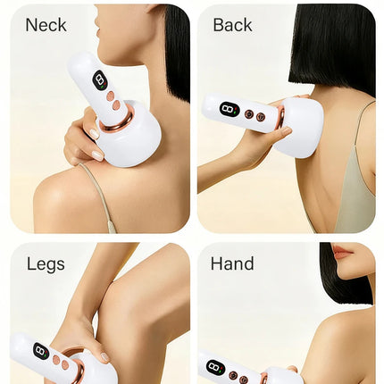 USB Rechargeable Abdominal Massager for Hot Compress and Adjustable Guasha Cupping Intensity Arm and Leg Massage Handheld