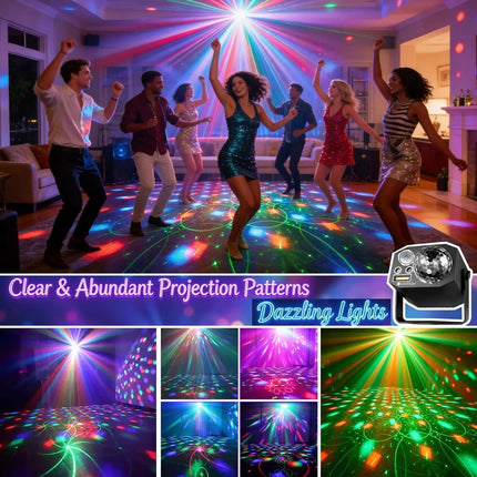 Dj Party Disco Ball Lights with Pattern and Sound Activated LED Stage Strobe Light Christmas Rave/Home Karaoke/Dance/Club Bar