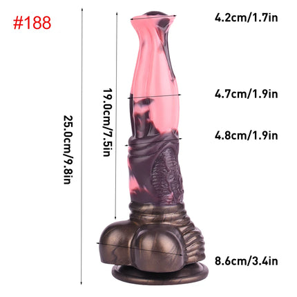FAAK Colorful Silicone Ribbed Fantasy Horse Knot Dildo with Suction Cup Anal Sex Toys Soft Girthy Huge Fake Penis for Women