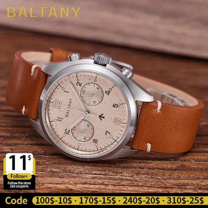 Baltany 39mm Quartz Watch Man S5044 Military Chrono RAF 6BB Homage Watch Multifunction Stainless Steels Chronograph Watches