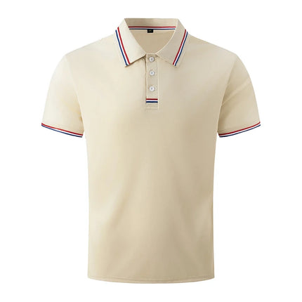 Men's Quick-Drying Solid Color Polo Shirt Summer Elastic Collared Short-Sleeved Sports T-Shirt for Active Wear