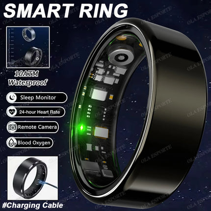 Ola Esporte Smart Ring Blood Pressure Heart Rate Monitoring Smartring IP68&5ATM Waterproof Multi-sport Mode Smartring Man Women