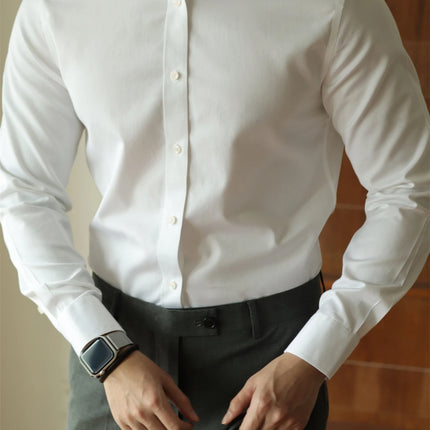 Men's long-sleeved shirt: casual, simple, high-quality, wrinkle-free, slim fit, business formal, all-season collection