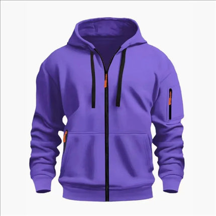 Men's Sweatshirts with Zipper Pockets Thin Solid Color Half Tracksuit Casual Outdoor Hooded Tracksuit Long Sleeves Jacket Coats