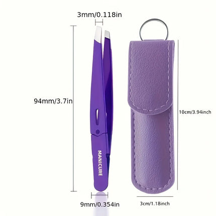 Professional Stainless Steel Tweezers Set for Eyebrow Eyelid & Facial Hair Removal Heavy-Duty Oblique Pointed Tip with Anti Slip