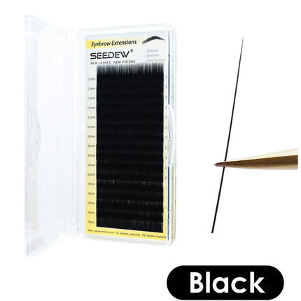 SEEDEW 0.07/0.10 Black/Brown Single Cluster Eyebrow Extensions Matte Black Straight Curl False Eyebrow Natural Look