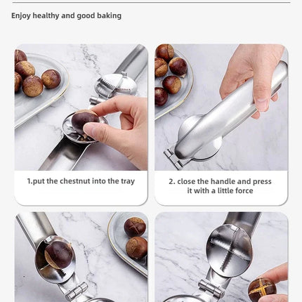 2025 Stainless Steel Chestnut Opener, Cross Shaped Chestnut, Household Multifunctional Peeling Tool, Chestnut Clip, Walnut Clip
