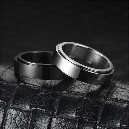 Anxiety Fidget Spinner Stainless Steel Black Rings Simple Titanium Steel Ring for Men Women High Quality Anti Stress Jewelry