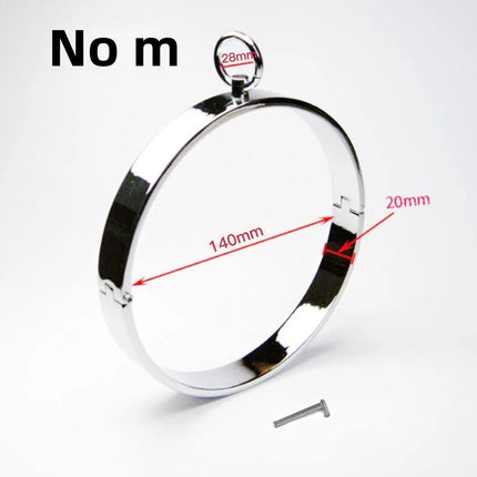Stainless Steel BDSM Neck Collar with Leash Ring Adjustable Metal Slave Choker for Bondage Role Play Adult Toy for Women and Men