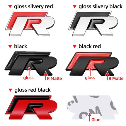 3D Metal R Logo Sticker Car Rear Trunk Body Emblem Sticker For VW Golf 5 6 7 MK7 MK6 Polo Jetta Scirocco Beetle Passat Tiguan