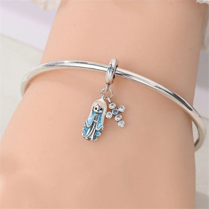Original New 925 Sterling Silver Prayer Virgin Mary Charms Beads Fit Necklace Bracelet Accessory DIY Jewelry For Women Gift
