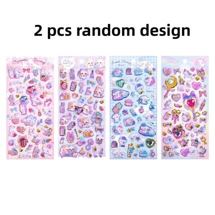 1pc/4pcs Kawaii Delicate 3D Relief Stickers Gemstone Gilding Stickers Scrapbooking Diy Journal Stationery Sticker Deco School