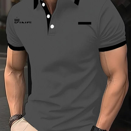 Men's polo shirt, golf shirt, casual sports, lapel, short-sleeved, fashionable, basic color block patch, summer regular, suitable