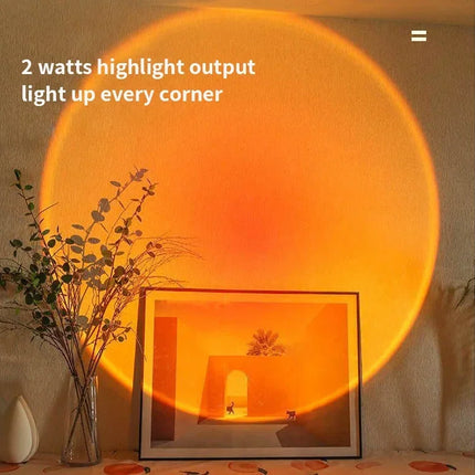 Projection Lamp USB Sunset Rainbow Atmosphere Night Light Sunset Light for Photography Selfie Coffee Store Live Wall Decoration