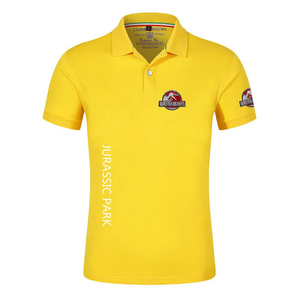 Jurassic Park Summer Casual Sports Ice Silk Quick-drying Breathable Lapel Collar Short-sleeved Solid Color Polo Shirt