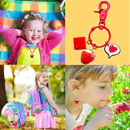 10pcs Resin Imitation Strawberry Shape Charms For DIY Key Chain Necklace Pendants Ornament Jewelry Making Accessories