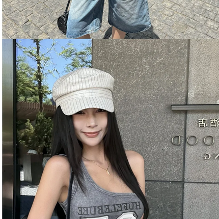 American High Street Hot Girl Slanted Collar Off-Shoulder Irregular Letter Print Camisole Vest Women's Retro Slit Top Y2K 2000s