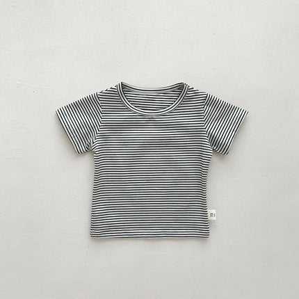 Baby Boy Stripe Shirt Summer Casual Short Bat Sleeve Kids Shirt for Boys Clothing Children Girls Sports Shirt Cotton Tops