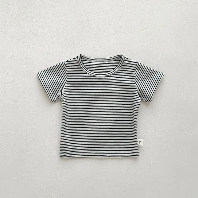 Baby Boy Stripe Shirt Summer Casual Short Bat Sleeve Kids Shirt for Boys Clothing Children Girls Sports Shirt Cotton Tops