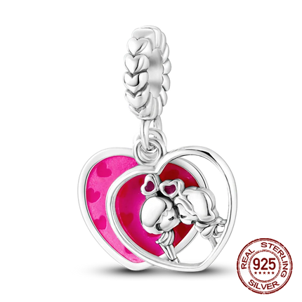 925 sterling silver boys and girls lovers pendant charms Fit 4MM hole diameter bracelet charm beads necklace Diy female jewelry