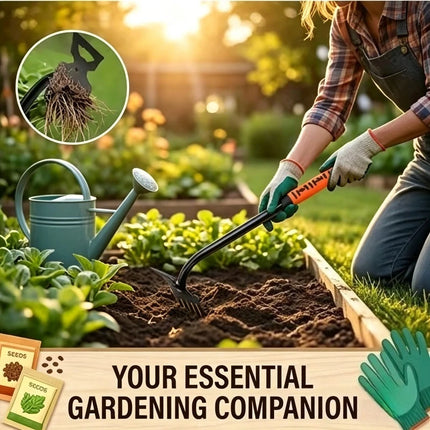 "Manual Garden Weeder Set – Loosen Soil, Remove Roots Easily, Multi-Functional Rake & Hoe for Yard, Garden & Farm Use"