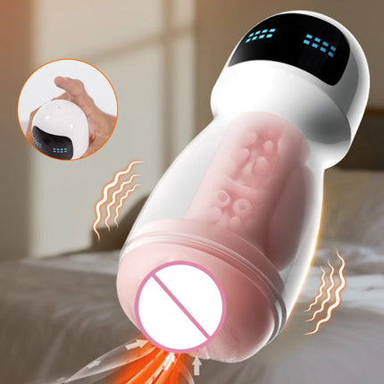 Automatic Male Masturbator Cup Vibration Blowjob Real Vagina Pocket Pussy Vibrating Bullet Penis Oral Adults Sex Toys For Man