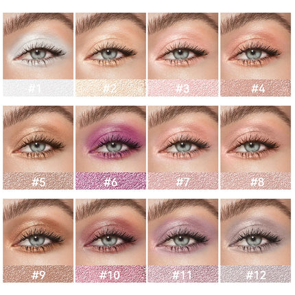 12Colors Metallic Eyeshadow Pencil Glitter Silkworm Liner Pen Highlighter Long Lasting Gold Blue Cream Eye Shadow Stick Makeup