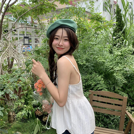 Pure Cotton Mini Strap Vest Women's Youthful Solid Color Versatile Sweet First Love Sle Casual Comfortable Top